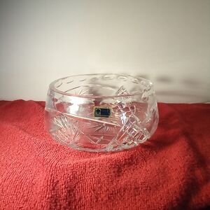 Bleikrestal Lead Crystal Clear Cut Glass Bowl. Made In GDM,Which Is East Germany
